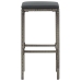 Mesa y taburetes de jardín 3 pzas madera acacia ratán PE gris