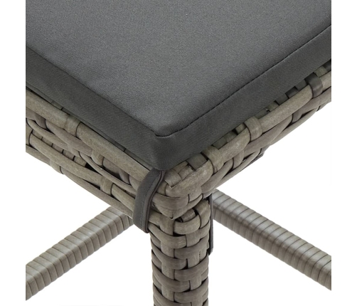 Mesa y taburetes de jardín 3 pzas madera acacia ratán PE gris