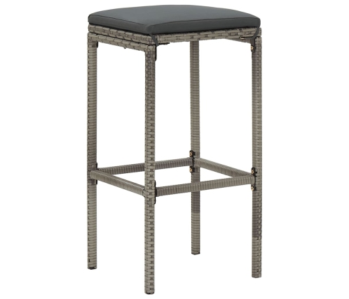 Mesa y taburetes de jardín 5 pzas madera acacia ratán PE gris