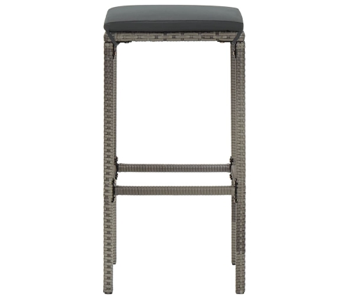 Mesa y taburetes de jardín 5 pzas madera acacia ratán PE gris
