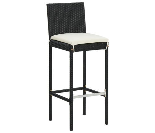 Mesa y taburetes de jardín 5 pzas madera acacia ratán PE negro