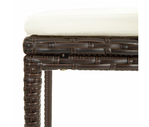 Mesa y taburetes de jardín 5 pzas madera acacia ratán PE marrón