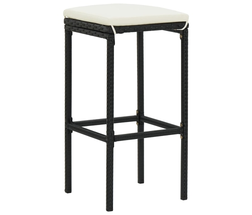 Mesa y taburetes de jardín 5 pzas madera acacia ratán PE negro