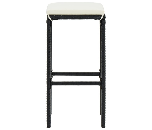 Mesa y taburetes de jardín 5 pzas madera acacia ratán PE negro