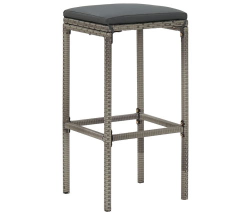 Mesa y taburetes de jardín 5 pzas madera acacia ratán PE gris