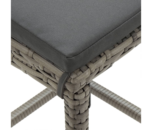 Mesa y taburetes de jardín 5 pzas madera acacia ratán PE gris