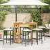 Mesa y taburetes de jardín 7 pzas madera acacia ratán PE negro