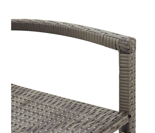 Mesa y taburetes de jardín 5 pzas madera acacia ratán PE gris