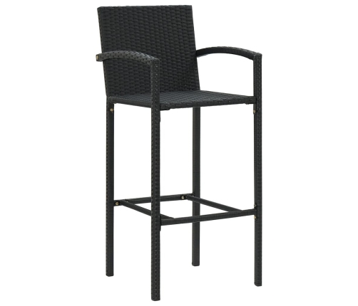 Mesa y taburetes de jardín 7 pzas madera acacia ratán PE negro