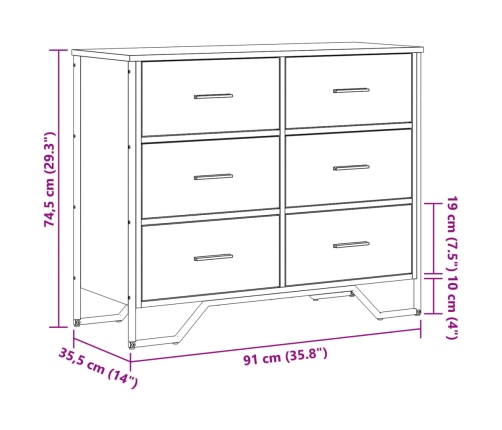 Cajonera de madera de ingeniería roble Sonoma 91x35,5x74,5 cm