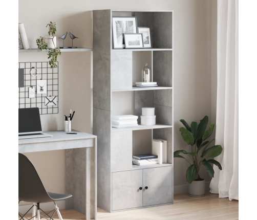 Estantería de madera de ingeniería gris hormigón 70x36x189 cm