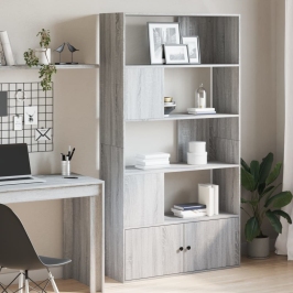 Estantería madera de ingeniería gris Sonoma 100x36x189 cm
