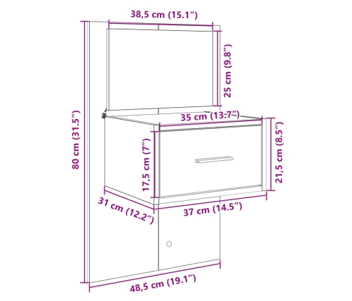 Cabecero de cama con mesitas madera de ingeniería negro 120 cm