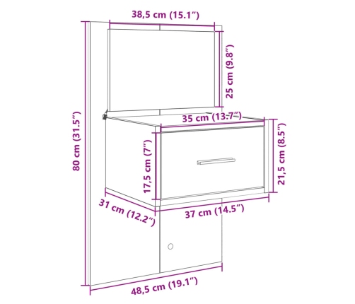 Cabecero cama con mesitas madera ingeniería gris hormigón 120cm