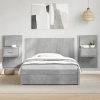 Cabecero cama con mesitas madera ingeniería gris hormigón 120cm