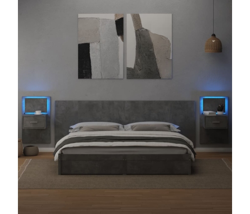 Cabecero cama con mesitas madera ingeniería gris hormigón 240cm