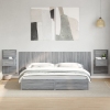 Cabecero cama con mesitas madera ingeniería gris Sonoma 240 cm