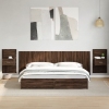 Cabecero cama con mesitas madera ingeniería marrón roble 240 cm