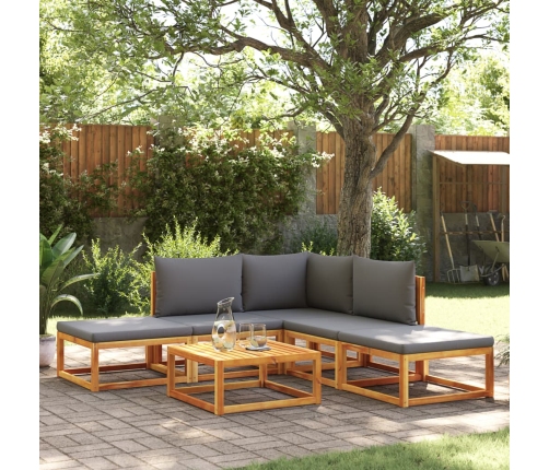 Set de sofás de jardín con cojines 6 pzas madera maciza acacia