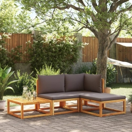 Set sofás de jardín con cojines 4 pzas madera maciza de acacia