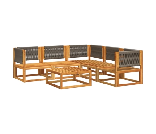 Set de sofás de jardín con cojines 6 pzas madera maciza acacia