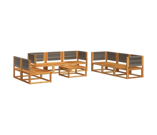 Set de sofás de jardín con cojines 9 pzas madera maciza acacia