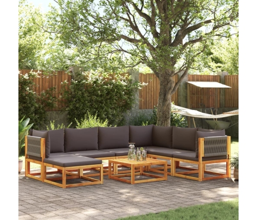 Set de sofás de jardín con cojines 8 pzas madera maciza acacia