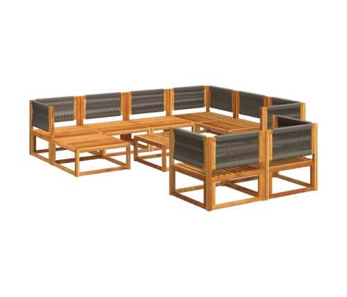 Set de sofás de jardín con cojines 10 pzas madera maciza acacia