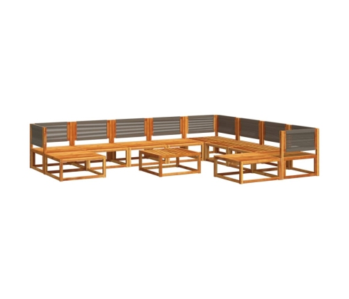 Set de sofás de jardín con cojines 11 pzas madera maciza acacia