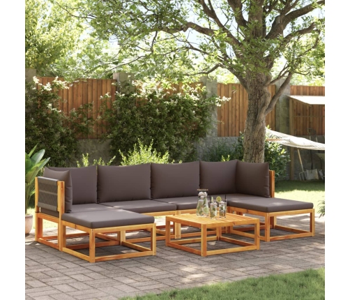 Set de sofás de jardín con cojines 7 pzas madera maciza acacia