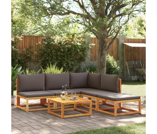 Set de sofás de jardín con cojines 6 pzas madera maciza acacia