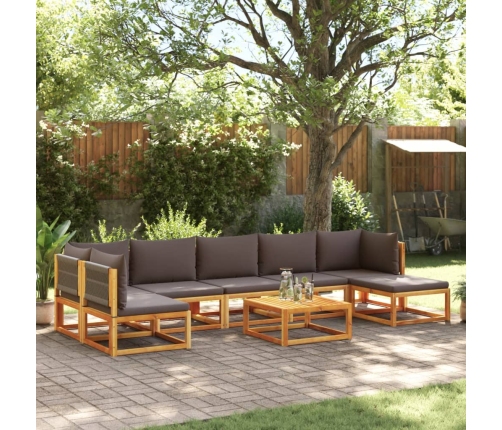 Set de sofás de jardín con cojines 8 pzas madera maciza acacia