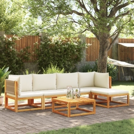 Set de sofás de jardín con cojines 6 pzas madera maciza acacia