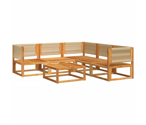 Set de sofás de jardín con cojines 6 pzas madera maciza acacia