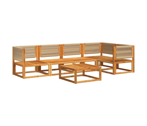 Set de sofás de jardín con cojines 6 pzas madera maciza acacia