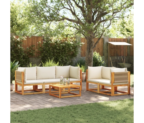 Set de sofás de jardín con cojines 6 pzas madera maciza acacia