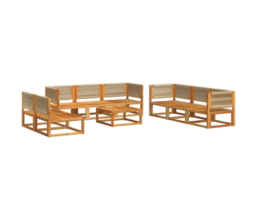 Set de sofás de jardín con cojines 9 pzas madera maciza acacia