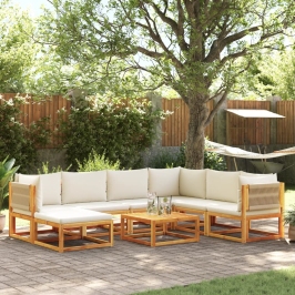 Set de sofás de jardín con cojines 8 pzas madera maciza acacia