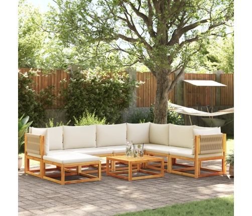 Set de sofás de jardín con cojines 8 pzas madera maciza acacia