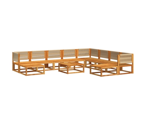 Set de sofás de jardín con cojines 11 pzas madera maciza acacia