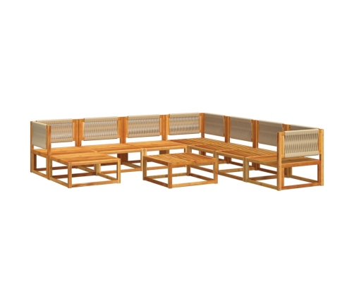 Set de sofás de jardín con cojines 9 pzas madera maciza acacia