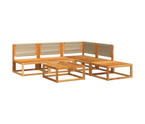 Set de sofás de jardín con cojines 6 pzas madera maciza acacia