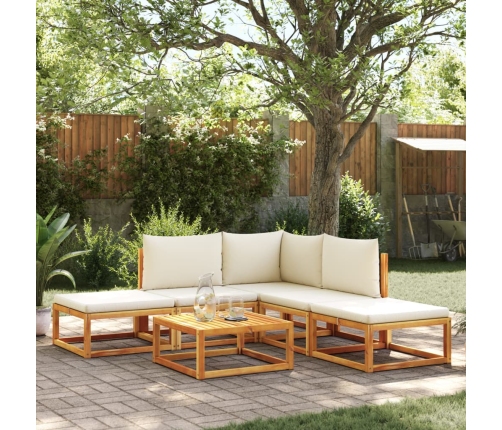 Set de sofás de jardín con cojines 6 pzas madera maciza acacia