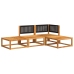 Set sofás de jardín con cojines 4 pzas madera maciza de acacia