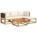 Set de sofás de jardín con cojines 5 pzas madera maciza acacia