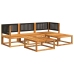 Set de sofás de jardín con cojines 5 pzas madera maciza acacia