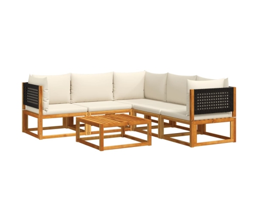 Set de sofás de jardín con cojines 6 pzas madera maciza acacia