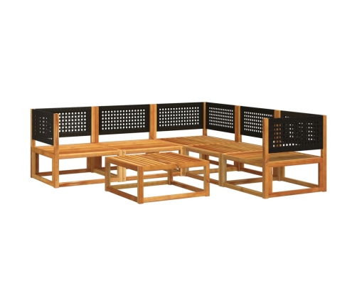 Set de sofás de jardín con cojines 6 pzas madera maciza acacia
