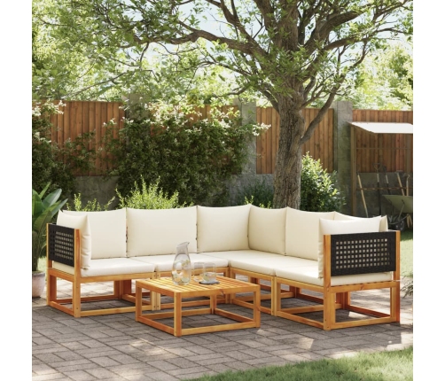Set de sofás de jardín con cojines 6 pzas madera maciza acacia