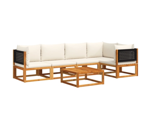 Set de sofás de jardín con cojines 6 pzas madera maciza acacia